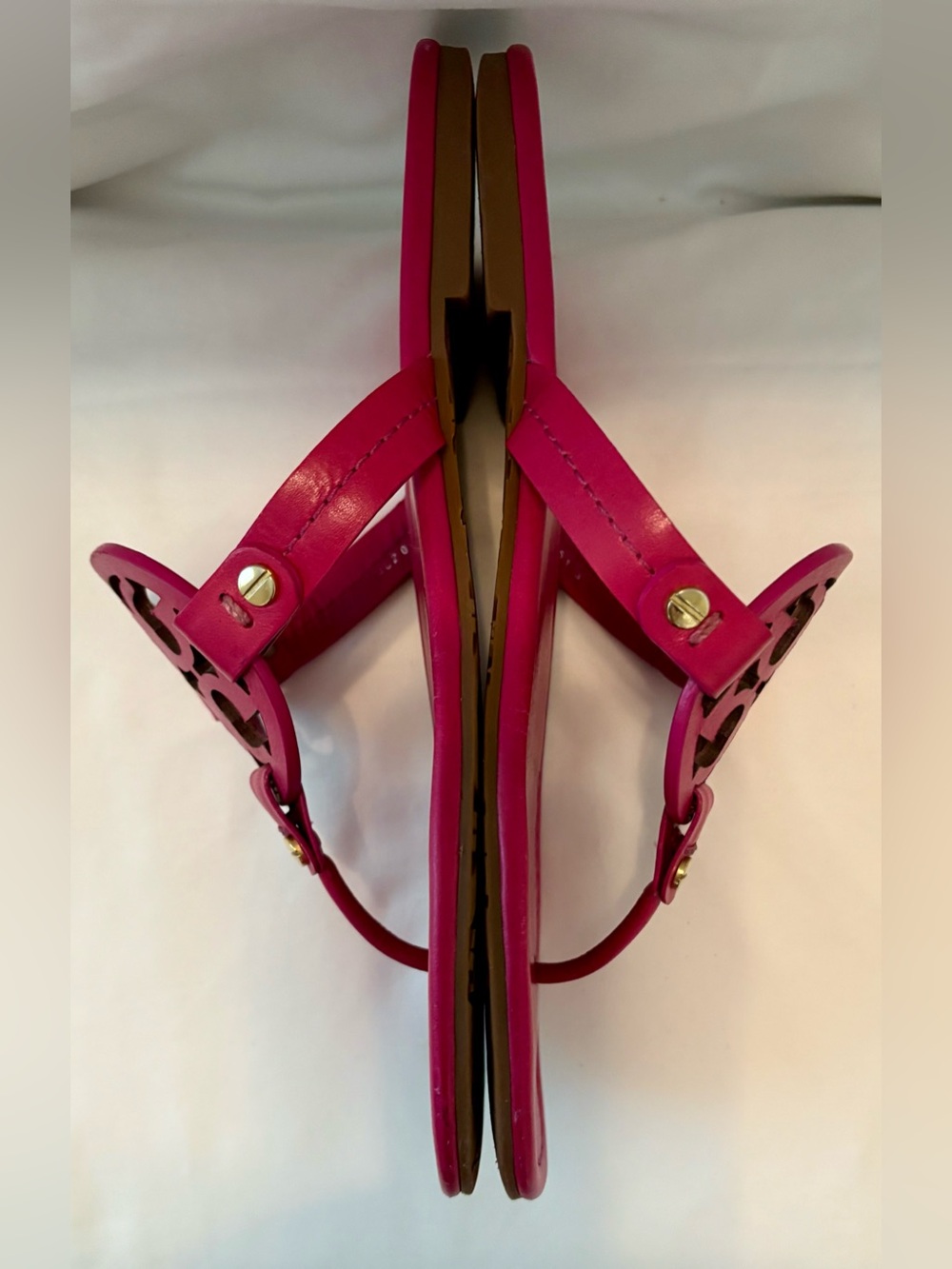 Tory Burch Miller Women’s Leather Fuchsia Pink Sandals Size 8 - Picture 3 of 6